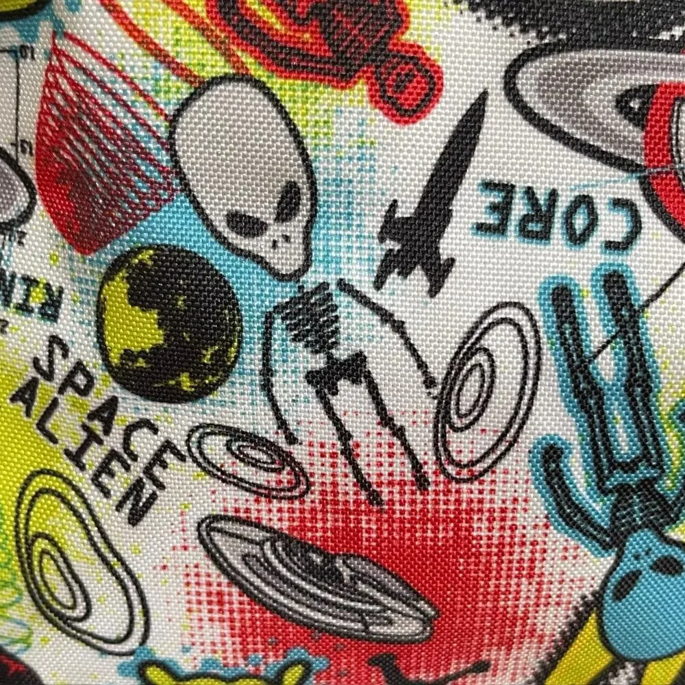 Space Alien Backpack Matching Pouch Neon UFO Outer Space Reflective Spaceman